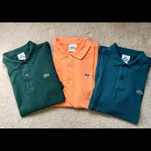 Lacoste: lot of 3; size 4 European, polo short sleeve shirts